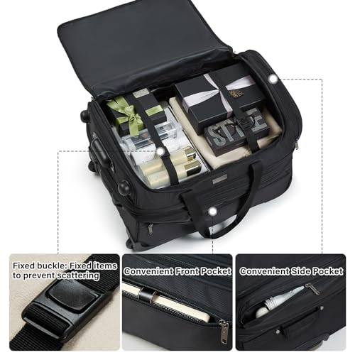 Hanke Large Expandable checked Luggage Suitcases with Wheels Foldable Duffle Bag for Travel suitcase for Women Men Garment Bag（Black）