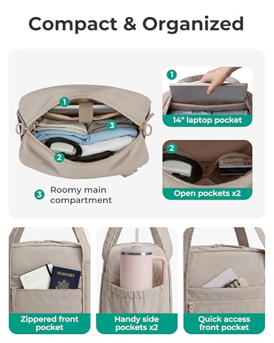 BAGSMART Expandable Personal Item Travel Bag, Lightweight Gym Bag for Women, 24L Weekender Travel Duffle with Toiletry Bag, Carry on Overnight Duffel, Chocolate