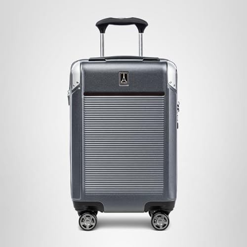 Travelpro Platinum Elite Hardside Expandable Carry on Luggage, 8 Wheel Spinner, TSA Lock, Hard Shell Polycarbonate Suitcase, Vintage Grey, Carry on 21-Inch