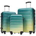 Merax Luggage Sets 3 Piece, Hardside Expandable Suitcase Set with Spinner Wheels, Lightweight Gradient Color Luggage 20+24+28 IN,Green+Yellow