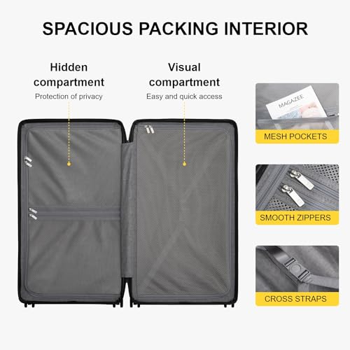 LEVEL8 Luminous 28 Inch Navy Luggage with 6 Set Packing Cubes
