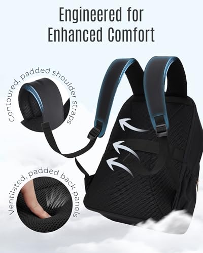 LIGHT FLIGHT Travel Backpack for Women, 15.6 Inch Stylish Laptop Backpack, Computer Bag for College Work Daily, Water-Resistant Casual Daypack with USB Port, Black