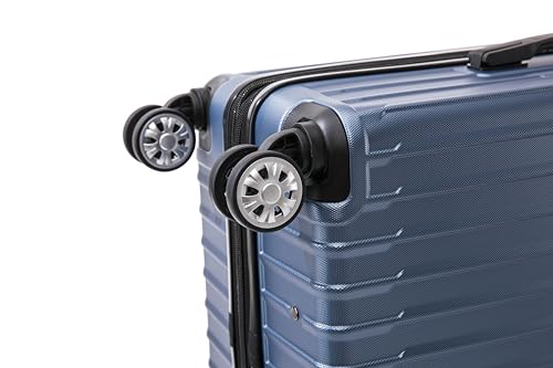 Rockland Huntington 3 Piece Luggage Set, 2 Piece Hard Case Upright Luggages with Spinner Wheels and a 14" Polyester Tote Bag, (20"/28"/14" Tote), Blue