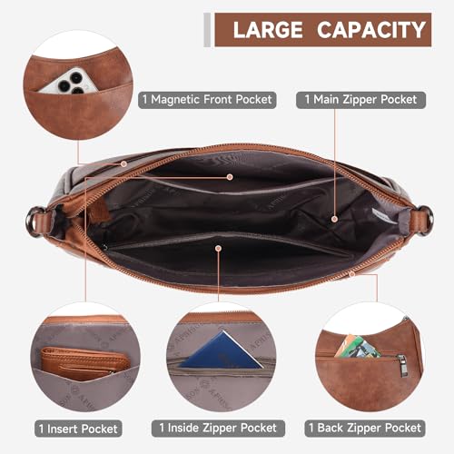 APHISON Trendy Leather Crossbody Purse with Adjustable Strap, Women's Shoulder Handbag