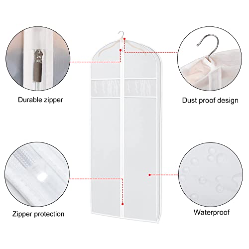 Zilink Dress Bags for Gowns Long 72-inch Garment Bags for Long Dresses Clear Dress Protector Bag with 3" Gusset and Full Length Zipper for Dresses, Fur Coat Gown Closet Storage（Set of 4）