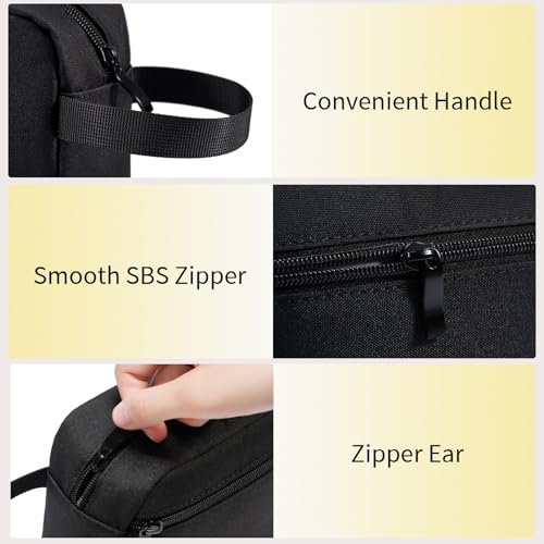 XIRYOHEAUR Travel Hanging Toiletry Bag with Carry Handle - Water-Resistant Small Cosmetic Organizer for Men & Women, Makeup, Shaving Kit, Gym & Travel Essentials (Black)