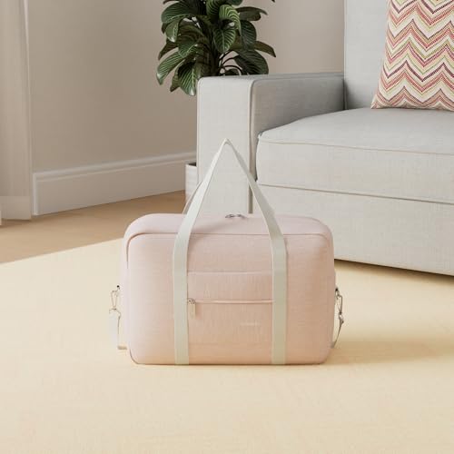 For Spirit Airlines Personal Item Bag 18x14x8 Foldable Travel Duffel Bag Tote Carry on Luggage Duffle Overnight for Women (3112 Thick Series Pink)
