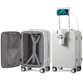 mixi Carry On Luggage with Cup Phone Holder and Charger Hard Shell Suitcases with Spinner Wheels, 20 Inch Smoke White