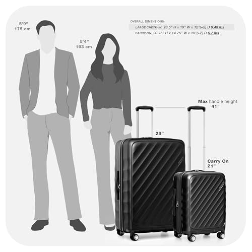 Traveler's Choice Elm 21" Carry-on Expandable Spinner Luggage Set - Matte Black