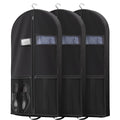 Lazebox 43" Travel Garment Bag with Accessories Zipper Pocket, Heavy Duty Suit Bag for Suits, Tuxedos, Dresses, Coats, Black, 3 packs