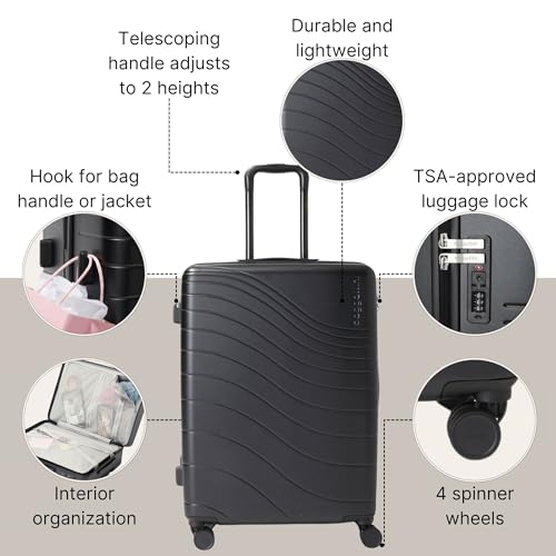 Baggallini Set Wave 26” 4 Wheel Hardside Luggage - Lightweight Suitcase with Wheels