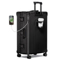 Krute Aluminum Frame Luggage 28 Inch Checked Suitcase With Wheels No Zipper PC Hard Shell Suitcases with Cup Holder and Charger Zipperless Large Travel Luggage