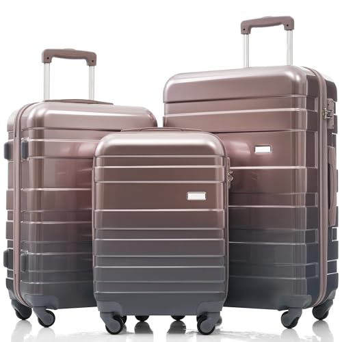 Merax 3 Piece Luggage Set ABS Hardshell Lightweight Suitcase Sets Spinner Wheels Suitcase with TSA Lock, 20" 24" 28", Colorful