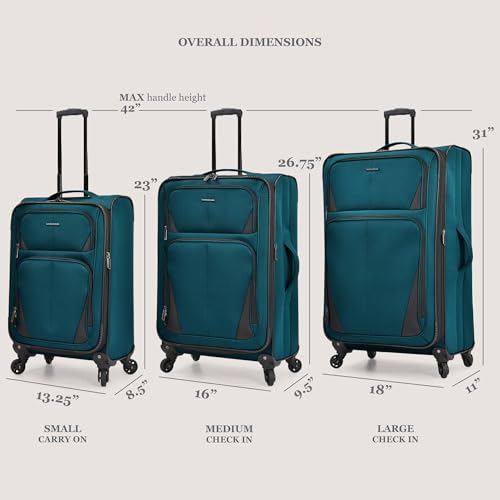 U.S. Traveler Aviron Bay Expandable Softside Luggage with Spinner Wheels, Purple, 3-Piece Set
