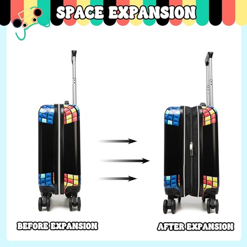 Inprof Kid’s Luggage Set 5 Piece Suitcase Set 16’’ Hardside Luggage with Spinner Wheels Girls Boys Carry on Luggage Travel Rolling Luggage Airline Approved