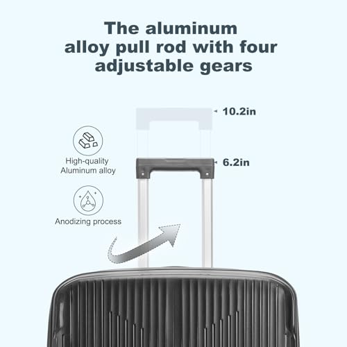 Nazhura Luggage Set, 3-Piece Hardside Suitcase Set, 20-inch Carry On, 24-inch, 28-inch Luggage (Dark Grey)