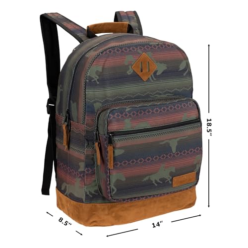 Wrangler Yellowstone Sturdy Backpack for Travel Classic Logo Water Resistant Casual Daypack for Travel with Padded Laptop Notebook Sleeve (Burgandy Patterned)