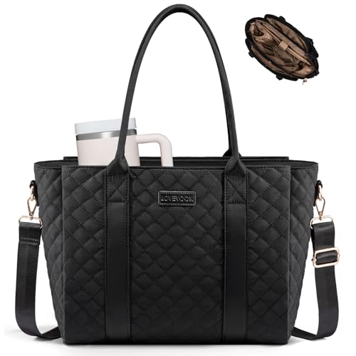 LOVEVOOK Teacher Tote Bag for Women, Quilted Work Tote Nurse Laptop Bag, Large Computer Shoulder Bags with Zipper for Travel