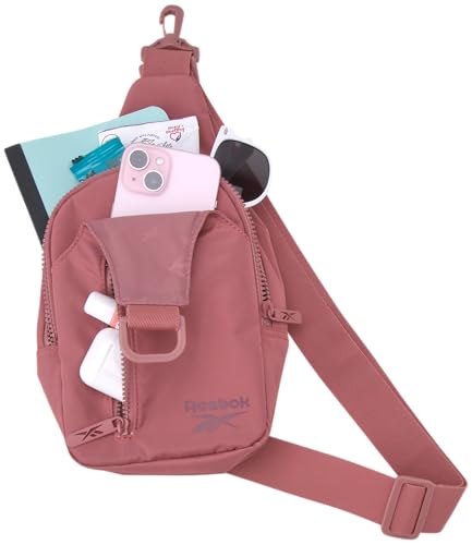 Reebok Unisex Crossbody Bag - Convertible Compact Durable Cross Body Bag for Women and Men - Gym and Travel Essentials, Size One Size, Berry Rose