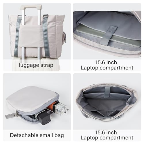Hanke Laptop Tote - Lightweight Nylon Shoulder Bag for Work, Travel, Sports & Gym - Dune Grey