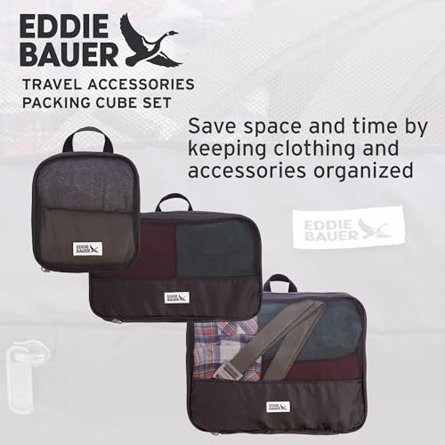Eddie Bauer 5 Set Packing Organizer Cubes for Suitcases, Travel Essentials for Carry on, Lugagge Oganizer Bags Set Accessories, Black