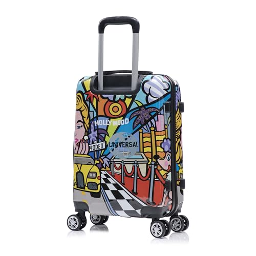 InUSA Hollywood Print Luggage with Spinner Wheels | Durable Lightweight Hardside Suitcase | Travel Bag with Handle and Trolley | 20 Inch Carry-On Spinner Luggage