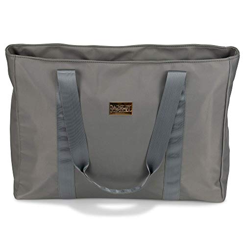 Badgley Mischka Uncomplicated Nylon Weekender Travel Bag, Lightweight Duffel Tote for Women, Carry On Overnight Bag (Grey)
