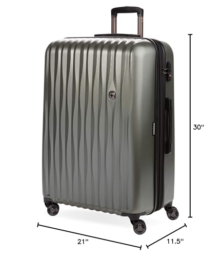 SwissGear 7272 Energie Expandable Hardside Luggage with Spinner Wheels and TSA Lock, Gunmetal, Checked-Large 27-Inch