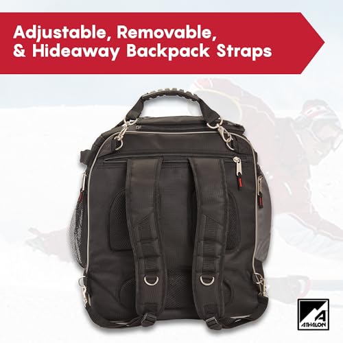 Athalon Heated Ski/Snowboard Boot Bag, Stores Gear Including Helmet, Goggles & Gloves, 12V Power, Grey & Black