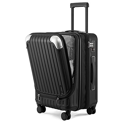 LEVEL8 Grace Expandable 20" Carry-On Luggage with 4 PC Organizer Packing Cubes - Black, Carry-On 20-Inch