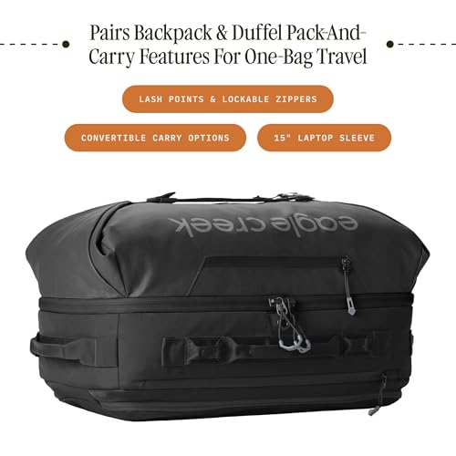 eagle creek Tour Travel Pack 40L – Lightweight, Carry-On Size Backpack with Expandable Storage, Laptop Compartment - Has Travel-Ready Features for Global Adventures - Black