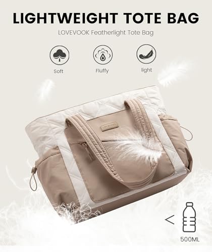 LOVEVOOK Tote Bag for Women, Puffer Bag and Work Bags with Zipper for Travel, Daily, School, Quilted Nurse Shoulder, 2pcs