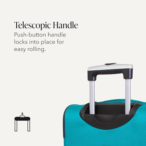 SWISSGEAR Sion Softside Expandable Spinner Luggage Durable Lightweight Travel Suitcase, Teal, Carry-On