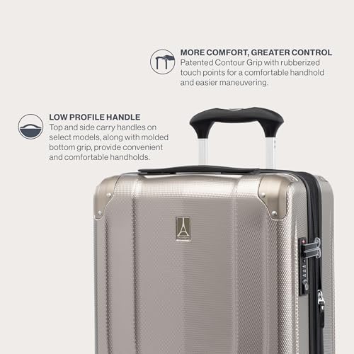 Travelpro Pathways 3 Hardside Expandable Luggage, 8 Spinner Wheels, Lightweight Hard Shell Suitcase 3 Piece Set (21/25/28), Champagne