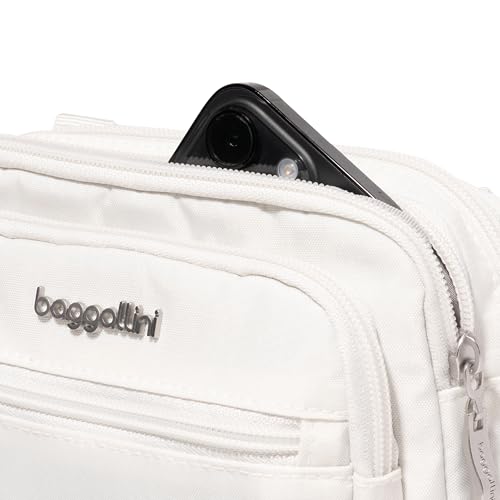 Baggallini Triple Zip Small Crossbody Bag for Women - 8x6 inch Convertible Fanny Pack Belt Bag - Lightweight Water-resistant