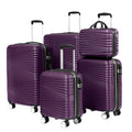 LARVENDER Luggage 5 Piece Sets, Hard Shell Luggage Set Expandable Carry on Luggage Suitcase with Spinner Wheels Durable Lightweight Travel Set for Men Women, Grape Purple
