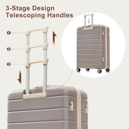 Luggage Sets 3 Piece Suitcases, ABS Hardside Carry-on, Checked Luggage, Lock