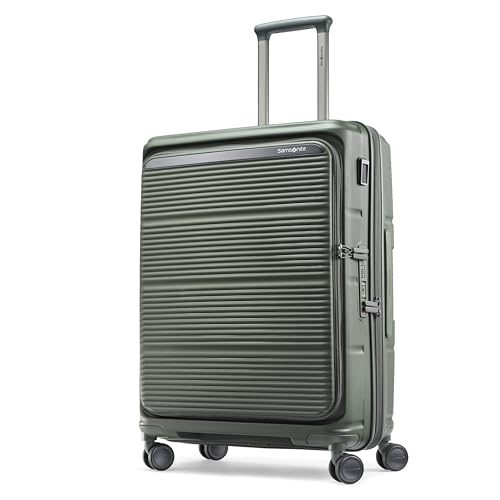 Samsonite Paralux Medium Checked Luggage - Innovative Design - Quick Access Front Pocket - Dual Suspension Wheel Technology - TSA Lock - Expandable - Includes Removable Packing Cubes - Olive