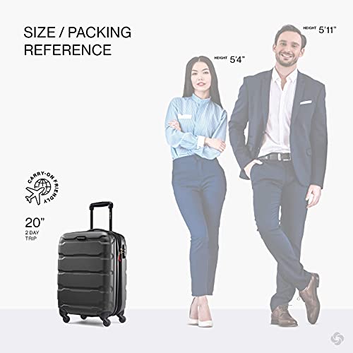 Samsonite Omni PC Hardside Expandable Luggage with Spinner Wheels, Black, Carry-On 20-Inch