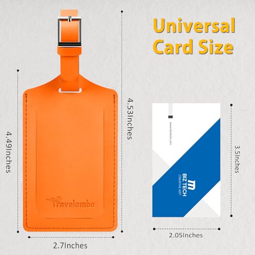 Travelambo 4 Pack Leather Luggage Tags for Suitcases Travel Labels Orange