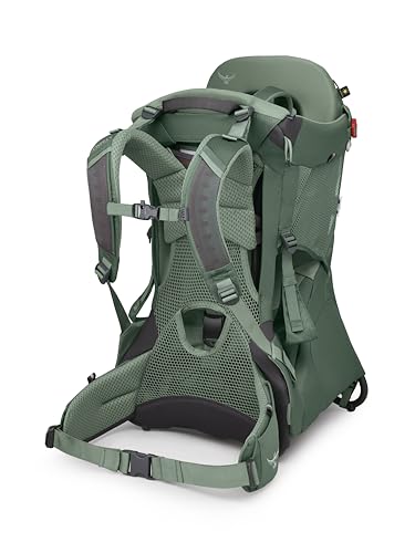 Osprey Poco Child Carrier Backpack - Adjustabel Travel Baby Carrier with Sunshade - Comfortable Hiking Carrief for Toddlers, Koseret Green