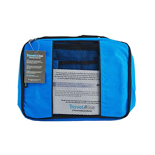Travel Wise Packing Cubes for Travel - 5 Piece Set with Pattern Design, Lightweight Ripstop Nylon Luggage Organizers with Mesh Panel, Small Medium Large Sizes