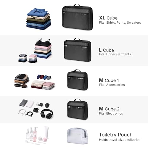 Traveler's Choice Cloverland Packing Cubes 5 Piece Set, Black