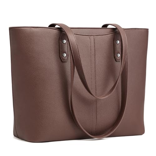 S-ZONE Tote Bag for Women Work Totes Large Vegan Leather Purses and Handbags Women's Shoulder Bag with Luggage Strap for Travel Commuting Office Teacher Coffee