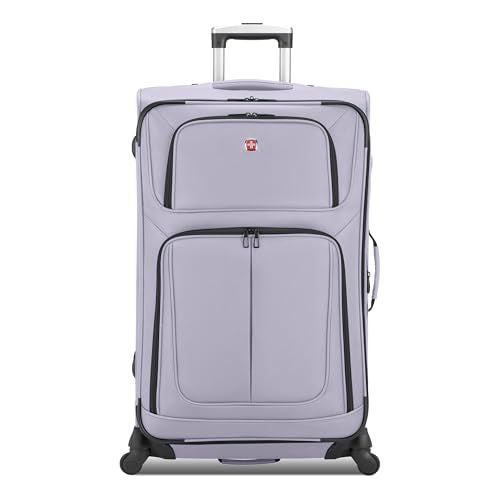 SWISSGEAR Sion Softside Expandable Spinner Luggage Durable Lightweight Travel Suitcase, Evening Haze, Checked-Large