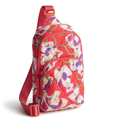 Vera Bradley Women's Featherweight Lorman Sling Backpack, Swirling Poppies, One Size