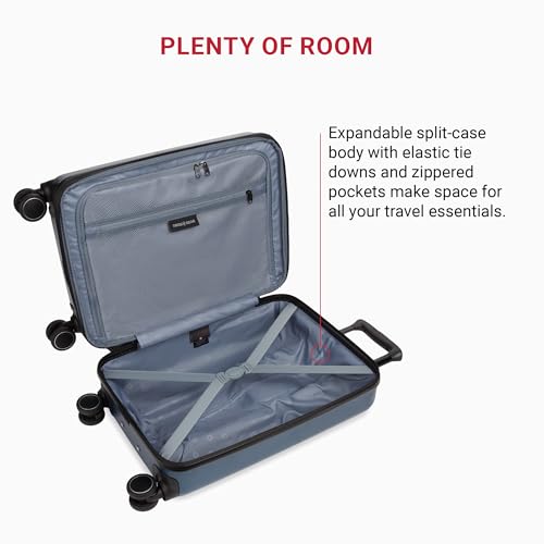 SwissGear 8020 Eclipse Hardside Expandable Luggage with Spinner Wheels, Navy, Carry-On 18-Inch
