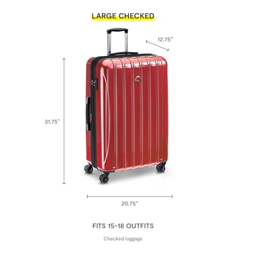 DELSEY PARIS Helium Aero Hardside Expandable Luggage with Spinner Wheels, Brick Red, Checked-Large 28 Inch