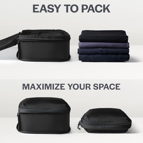 Aerotrunk Ultralight Compression Packing Cubes - Lightweight Travel Organizers for Suitcases and Luggage (6-Pack, Black)