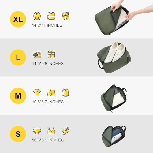 LEVEL8 Luminous 24 Inch Checked Luggage with 6 Set Packing Cubes